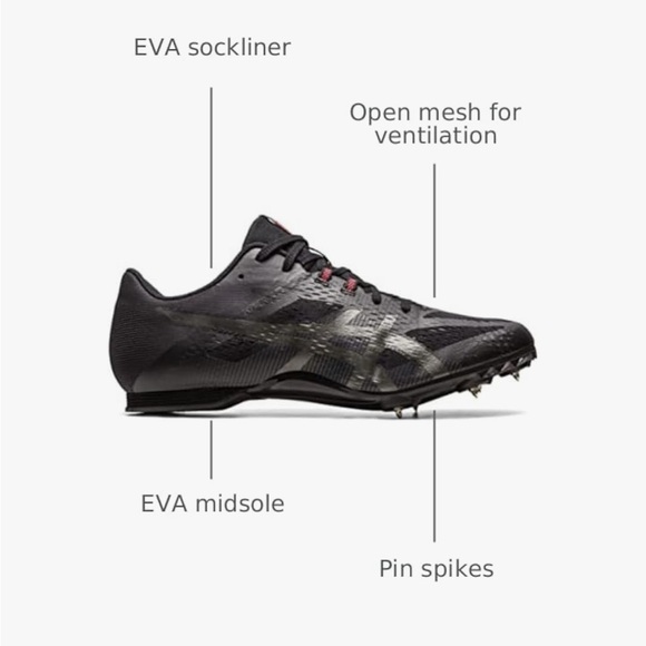 ASICS • Adult Men\'s Black/Gunmetal Hyper MD 8 Track Spikes NIB Including Spikes main image 12